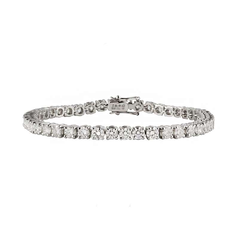 18k White Gold Round Brilliant Cut Diamond Line Bracelet 6.82ct | Rich ...